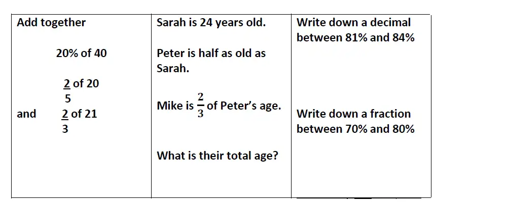 Question 16-18(16,17,18) - Reigate Grammar School 11 Plus Maths Entrance Exam Paper 2014