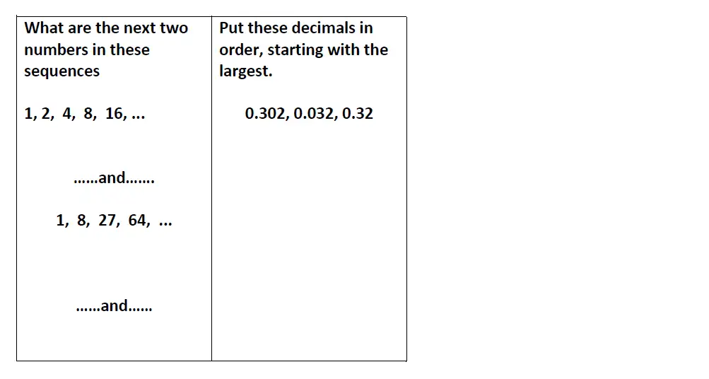 Question 19,20(19,20) - Reigate Grammar School 11 Plus Maths Entrance Exam Paper 2014