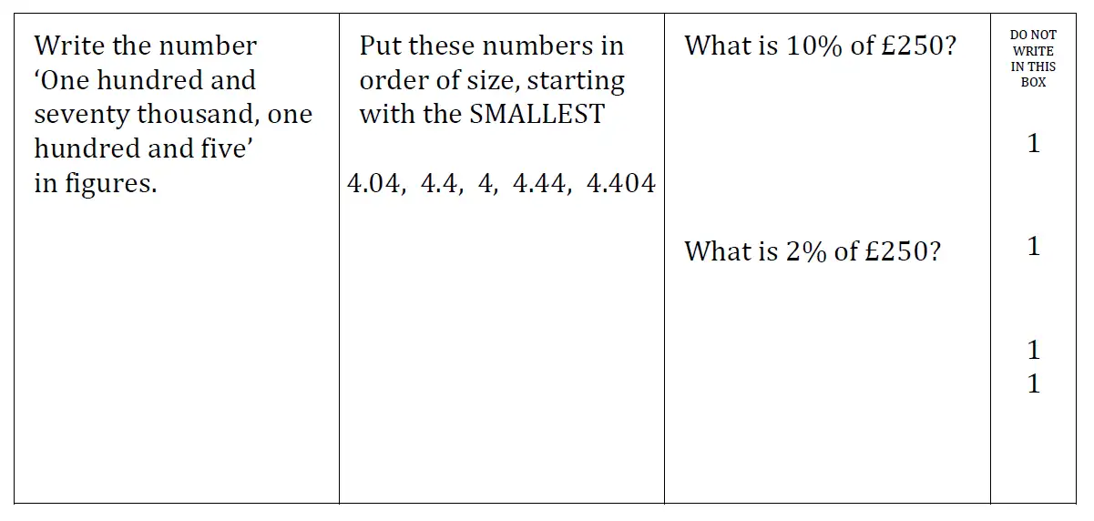 Question 15-18(15,16,17,18) - Reigate Grammar School 11 Plus Maths Entrance Examination 2015