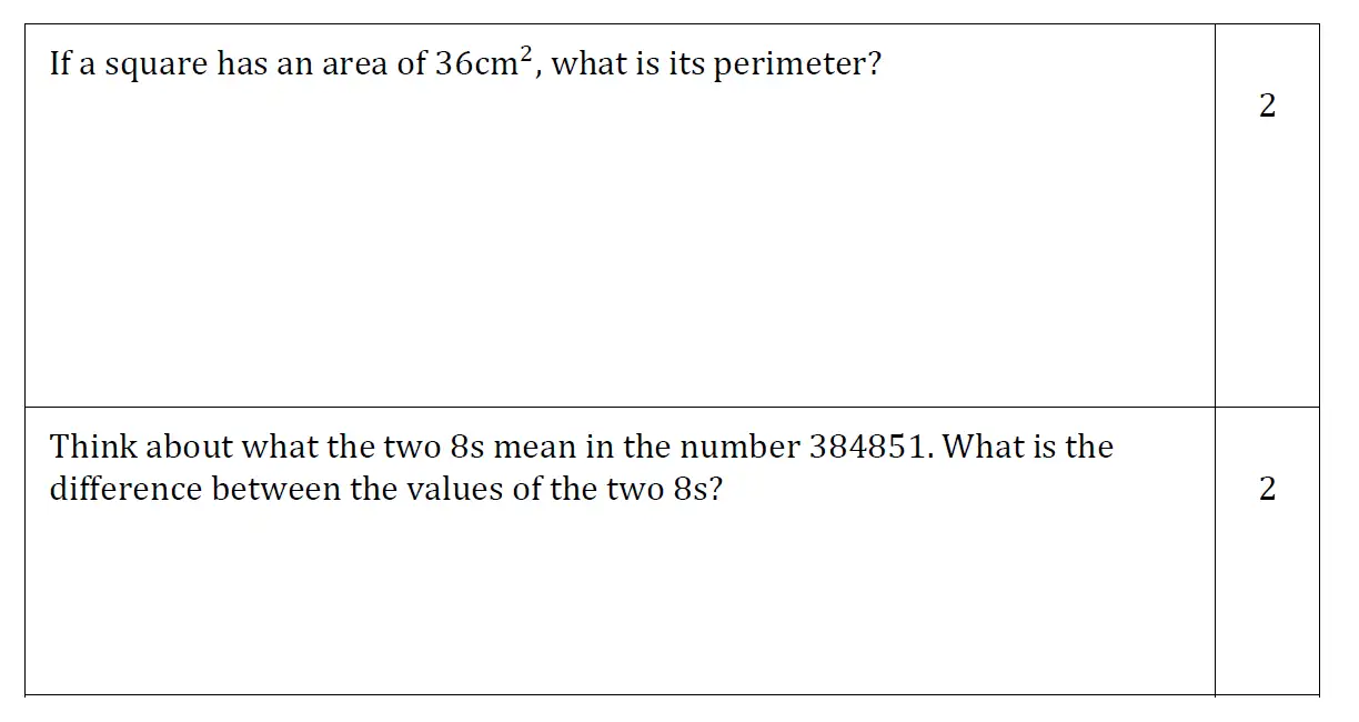 Question 42-43(42,43) - Reigate Grammar School 11 Plus Maths Entrance Examination 2015