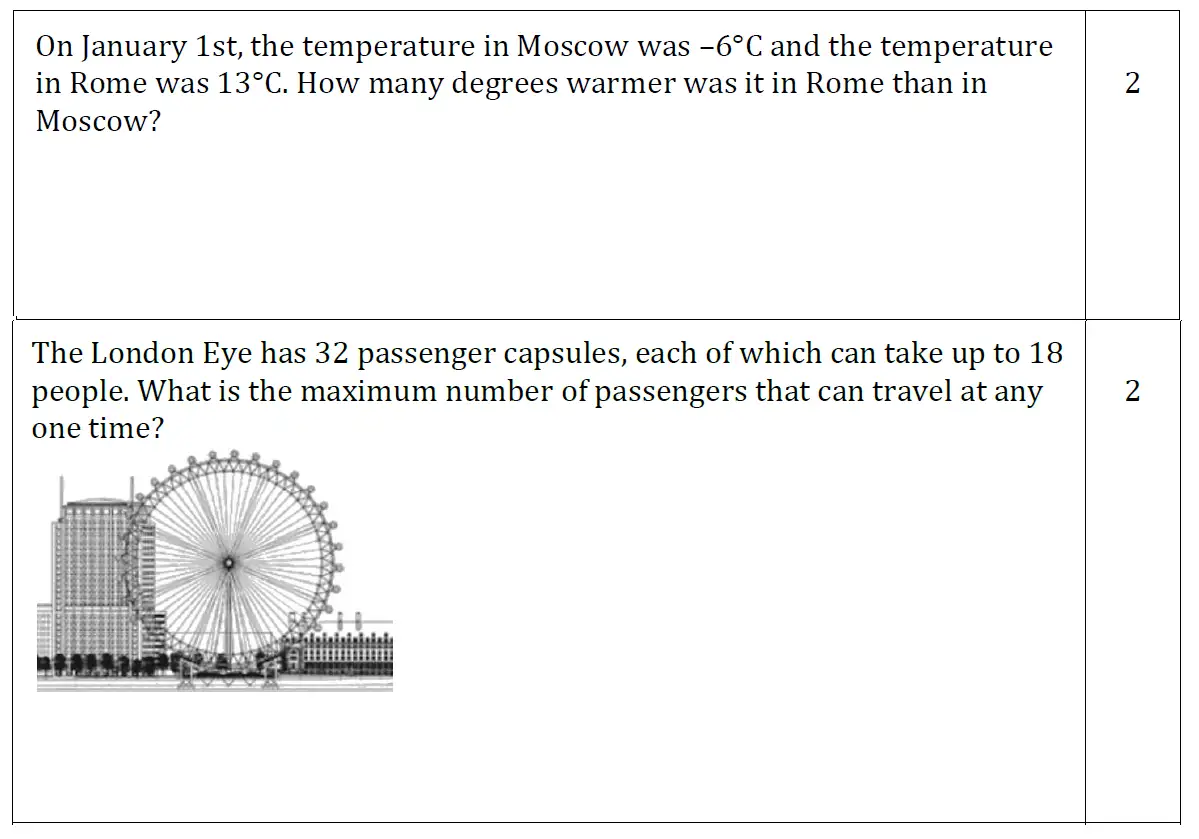 Question 44-45(44,45) - Reigate Grammar School 11 Plus Maths Entrance Examination 2015