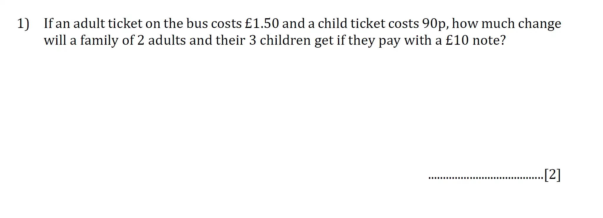 Question 1 - Reigate Grammar School 11 Plus Maths Entrance Examination 2023