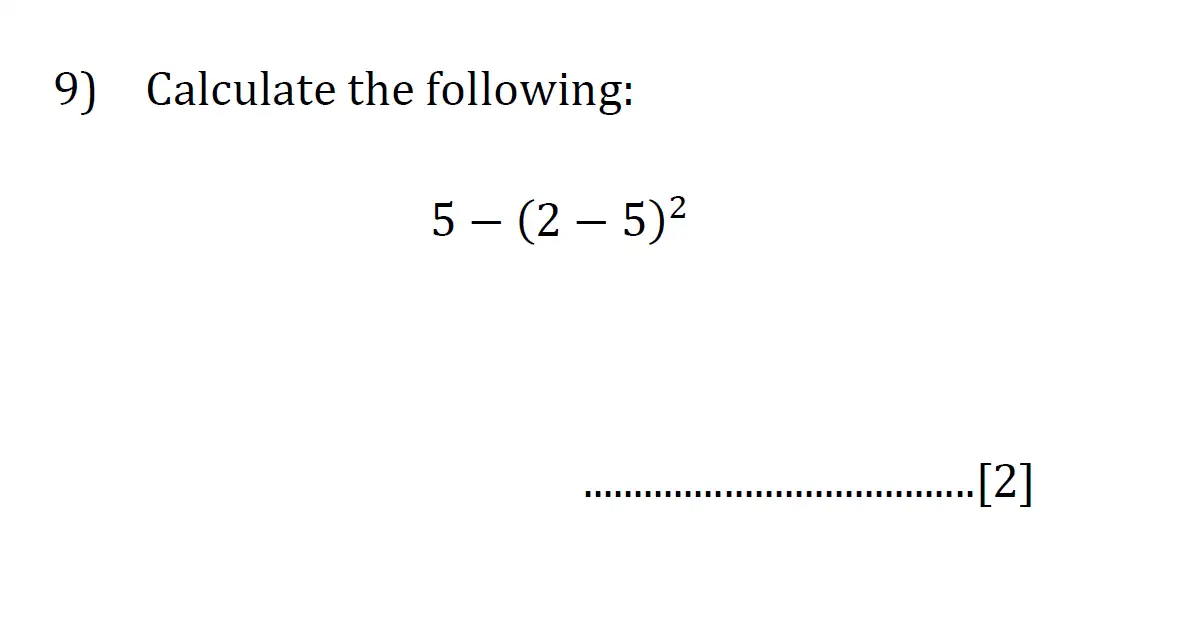 Question 9 - Reigate Grammar School 11 Plus Maths Entrance Examination 2023