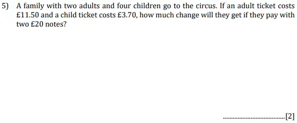 Question 5 - Reigate Grammar School - 11+ Sample Maths Paper - 2018