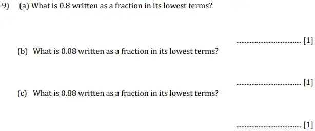 Question 9(a,b,c) - Reigate Grammar School - 11+ Sample Maths Paper - 2018