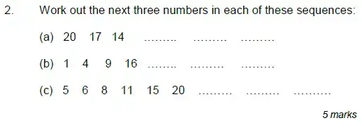 Question 2(a,b,c) - Royal Russell School Sample Year 7 Maths Practice Paper - 2024