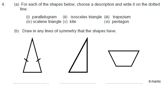 Question 4(a,b) - Royal Russell School Sample Year 7 Maths Practice Paper - 2024