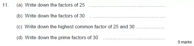 Question 11(a,b,c,d) - Royal Russell School Sample Year 7 Maths Practice Paper - 2024