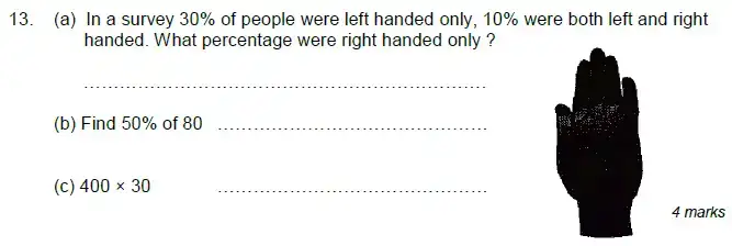 Question 13(a,b,c) - Royal Russell School Sample Year 7 Maths Practice Paper - 2024