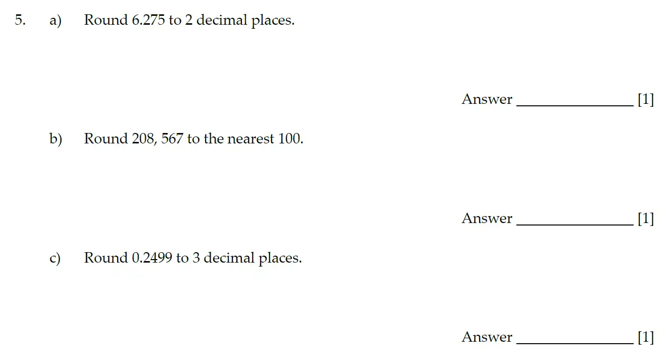 Question 5(a,b,c) - Sevenoaks School - Year 7 Maths Entrance Exam - 2020