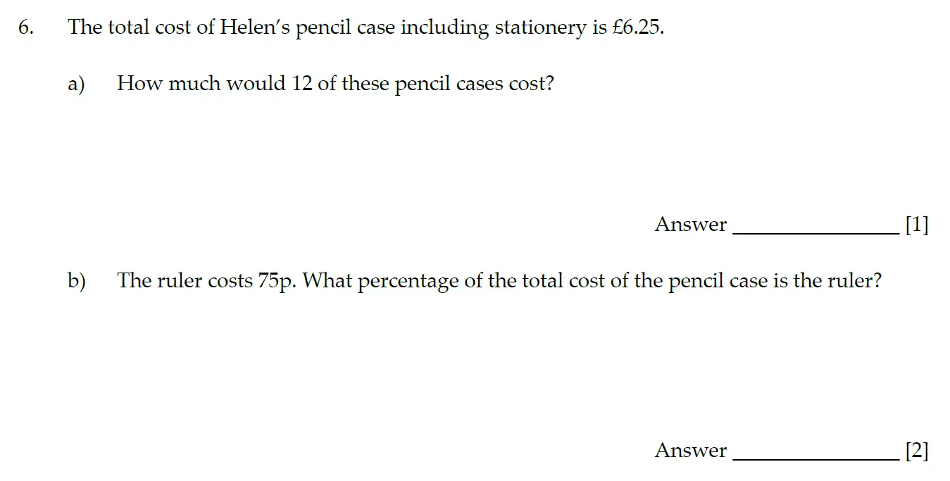 Question 6(a,b) - Sevenoaks School - Year 7 Maths Entrance Exam - 2020