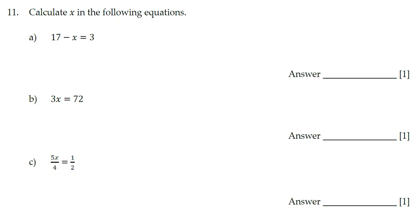 Question 11(a,b,c) - Sevenoaks School - Year 7 Maths Entrance Exam - 2020