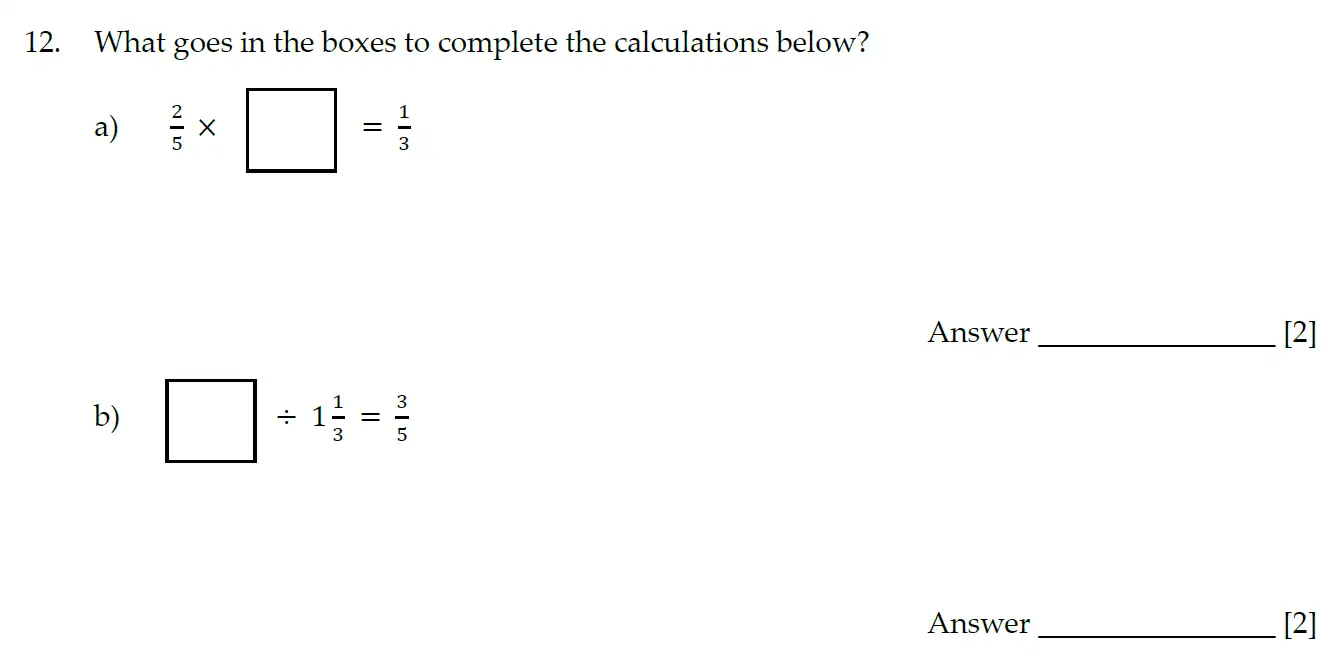 Question 12(a,b) - Sevenoaks School - Year 7 Maths Entrance Exam - 2020
