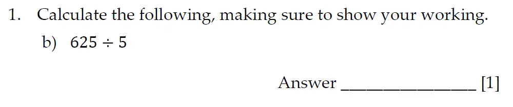 Question 1(b) - Sevenoaks School Year 7 Entrance Exam 2021