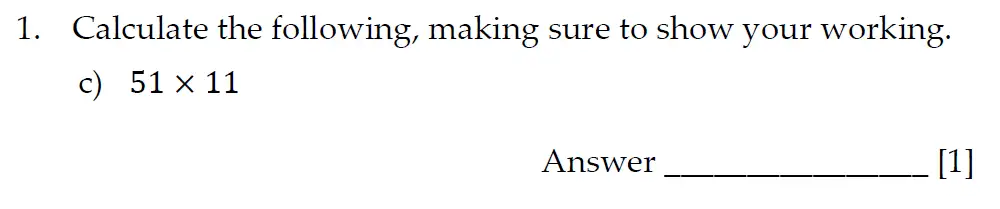Question 1(c) - Sevenoaks School Year 7 Entrance Exam 2021