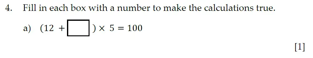 Question 4(a) - Sevenoaks School Year 7 Entrance Exam 2021