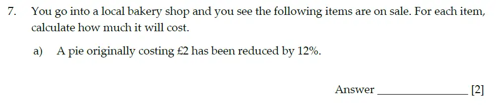 Question 7(a) - Sevenoaks School Year 7 Entrance Exam 2021