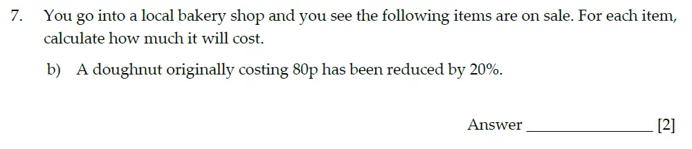 Question 7(b) - Sevenoaks School Year 7 Entrance Exam 2021