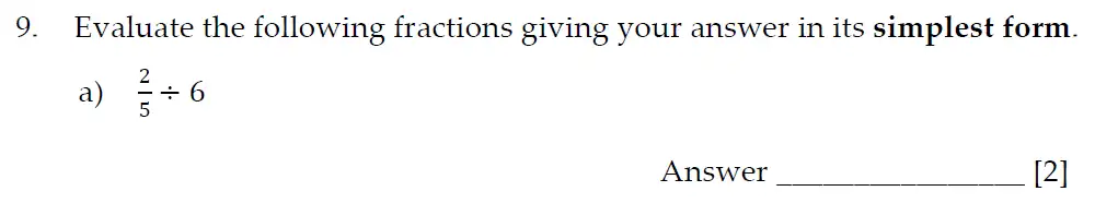 Question 9(a) - Sevenoaks School Year 7 Entrance Exam 2021