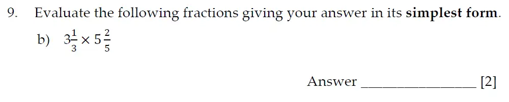 Question 9(b) - Sevenoaks School Year 7 Entrance Exam 2021