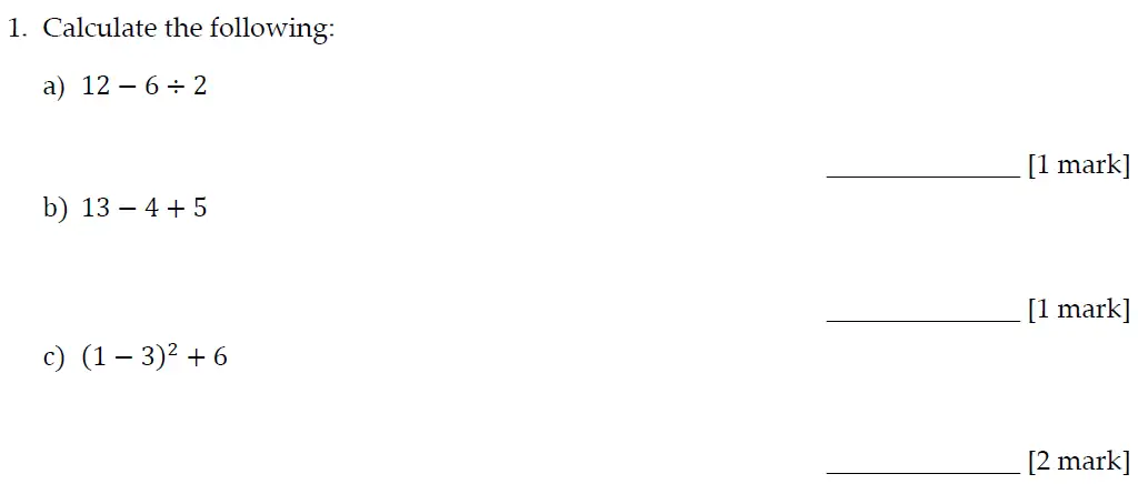 Question 1(a,b,c) - Sevenoaks School Year 7 Entrance Exam 2022