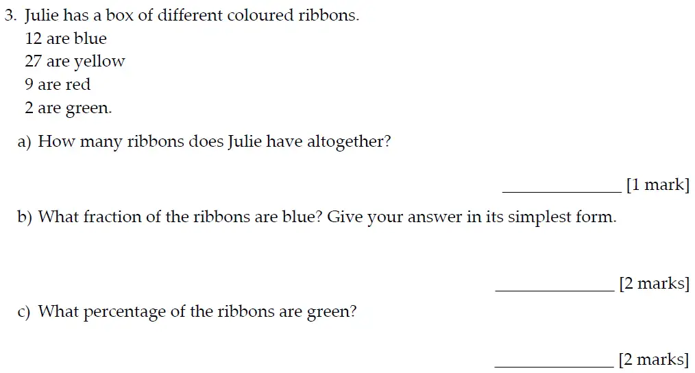 Question 3(a,b,c) - Sevenoaks School Year 7 Entrance Exam 2022