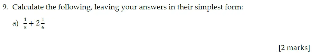 Question 9(a) - Sevenoaks School Year 7 Entrance Exam 2022