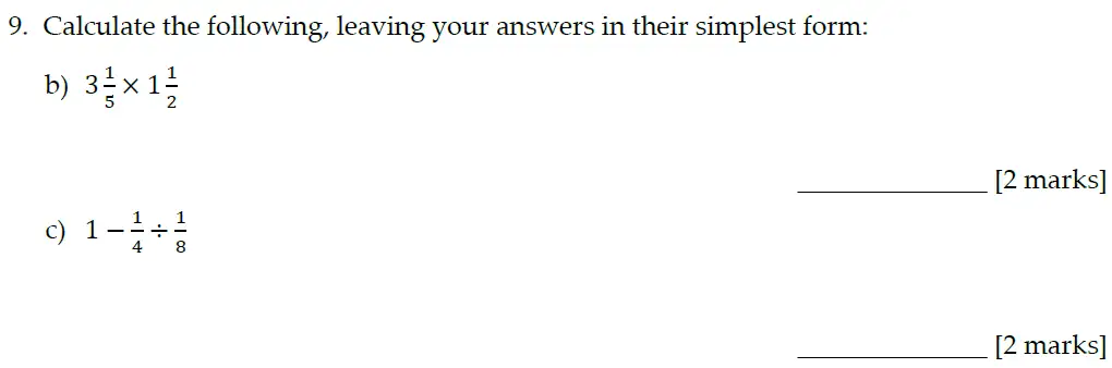 Question 9(b,c) - Sevenoaks School Year 7 Entrance Exam 2022