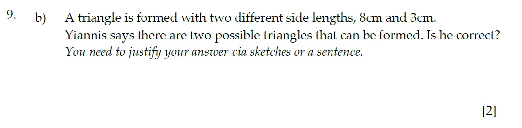 Question 9(b) - Sevenoaks School Year 7 Entrance Exam 2023