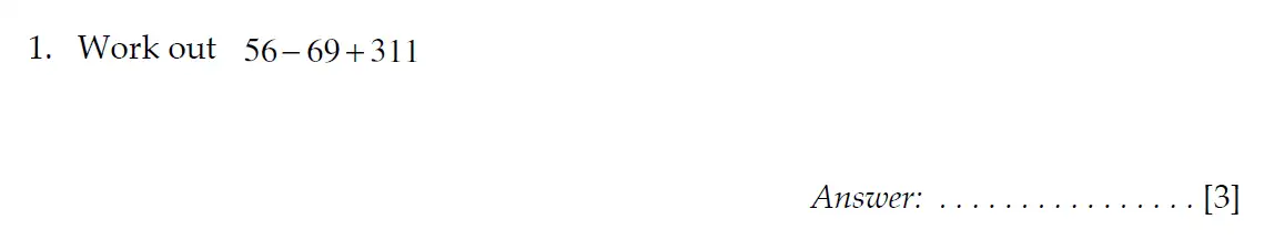 Question 1 - Sevenoaks School Year 7 2024 Sample Paper