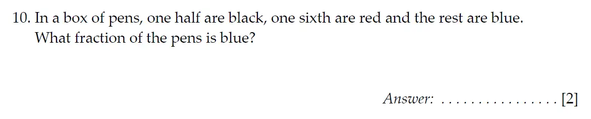 Question 10 - Sevenoaks School Year 7 2024 Sample Paper