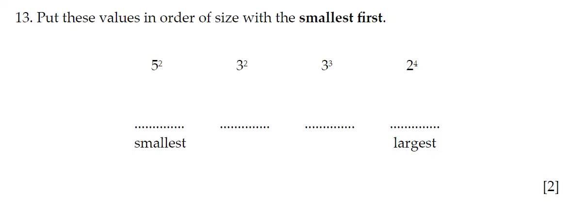 Question 13 - Sevenoaks School Year 7 2024 Sample Paper