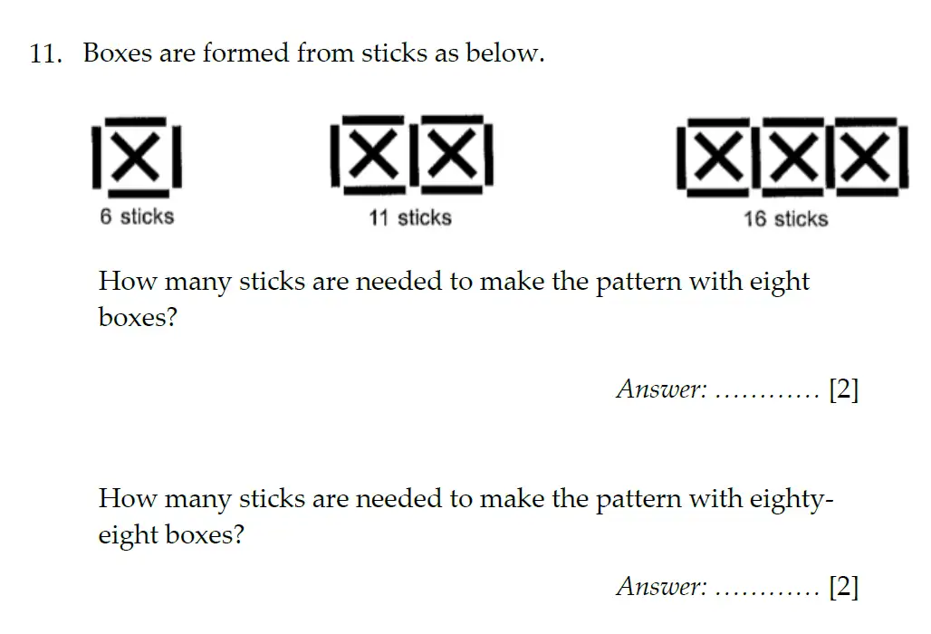 Question 11(11(a),11(b)) - Sevenoaks School Year 7 2012 Sample Paper