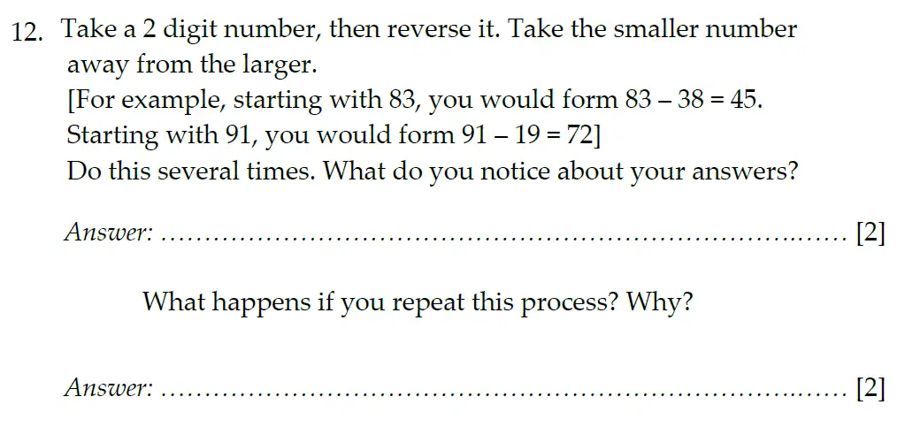 Question 12(12(a),12(b)) - Sevenoaks School Year 7 2012 Sample Paper