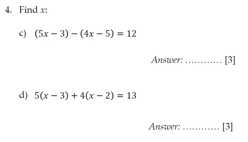 Question 4(c,d) - Sevenoaks School Year 7 2012 Sample Paper