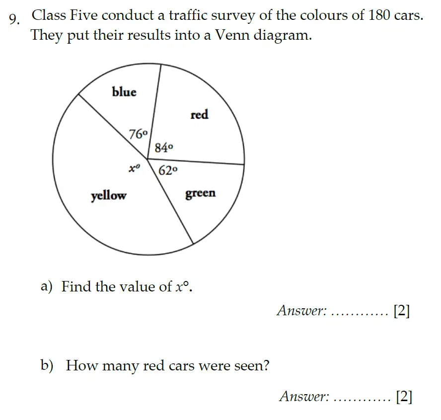Question 9(a,b) - Sevenoaks School Year 7 2012 Sample Paper