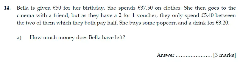 Question 14(a) - Sevenoaks School Year 7 Sample Paper 2014