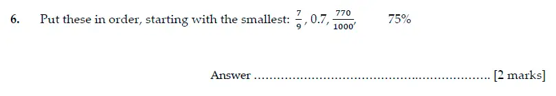 Question 6 - Sevenoaks School Year 7 Sample Paper 2014