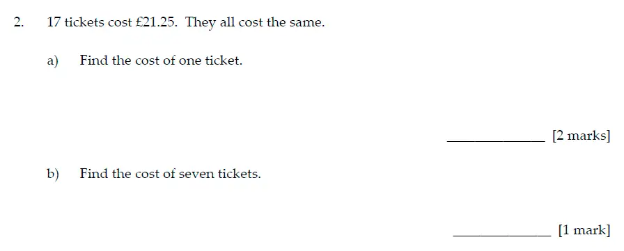 Question 2(a,b) - Sevenoaks School Year 7 Sample Paper 2016