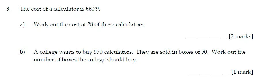 Question 3(a,b) - Sevenoaks School Year 7 Sample Paper 2016