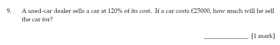 Question 9 - Sevenoaks School Year 7 Sample Paper 2016