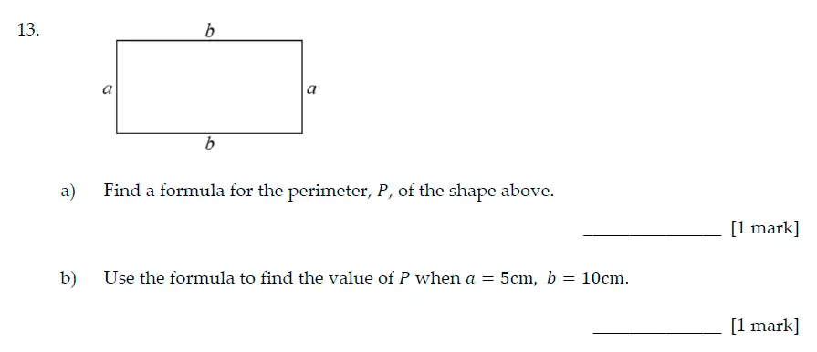 Question 13(a,b) - Sevenoaks School Year 7 Sample Paper 2016