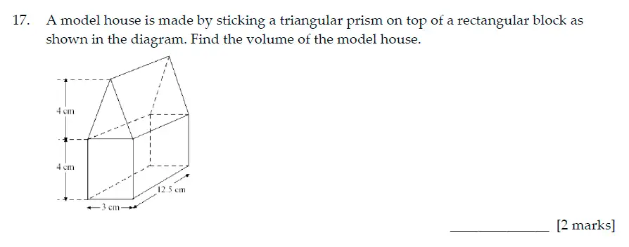 Question 17 - Sevenoaks School - Year 7 Maths Sample Paper - 2016