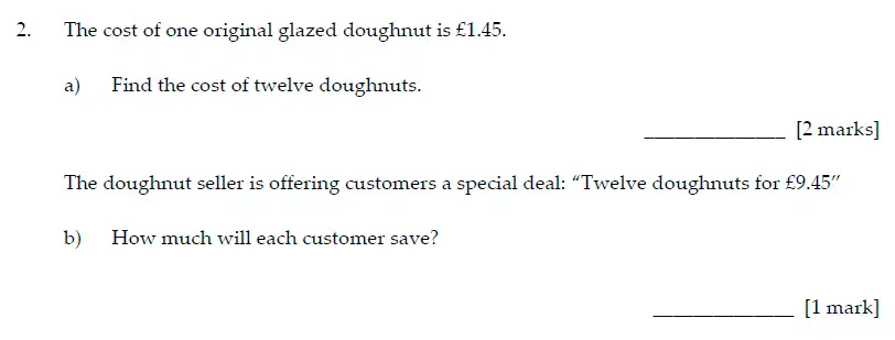 Question 2(a,b) - Sevenoaks School - Year 7 Maths Sample Paper - 2017
