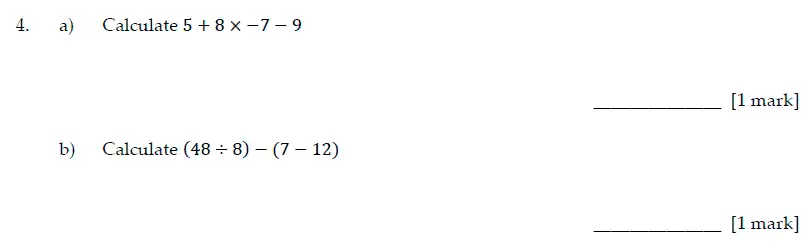 Question 4 - Sevenoaks School - Year 7 Maths Sample Paper - 2017