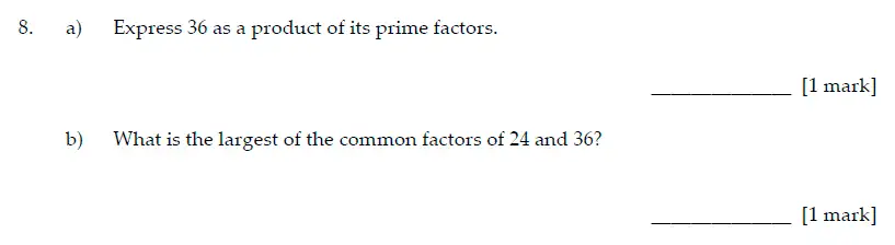 Question 8(a,b) - Sevenoaks School - Year 7 Maths Sample Paper - 2017