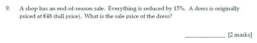 Question 9 - Sevenoaks School - Year 7 Maths Sample Paper - 2017