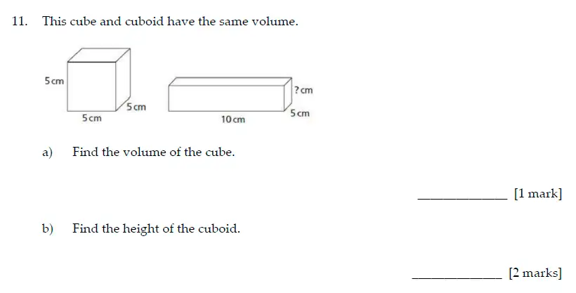 Question 11(11(a),11(b)) - Sevenoaks School - Year 7 Maths Sample Paper - 2017