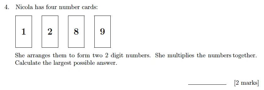 Question 4 - Sevenoaks School Year 7 Sample Paper 2018