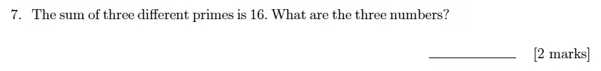 Question 7 - Sevenoaks School Year 7 Sample Paper 2018